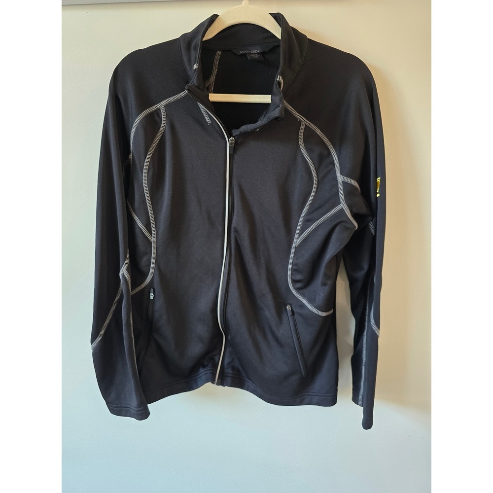 North End Mens XL Black Full Zip Performance Jacket Contrast Stitch Trophy Logo